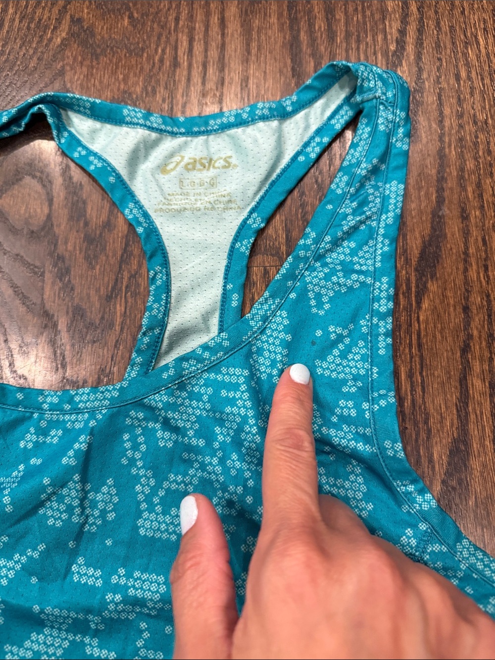 Asics Turquoise Patterned Racerback Tank Top - Picture 4 of 4
